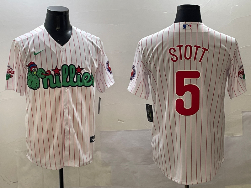 Men's Philadelphia Phillies Bryson Stott #5 White Team Jersey